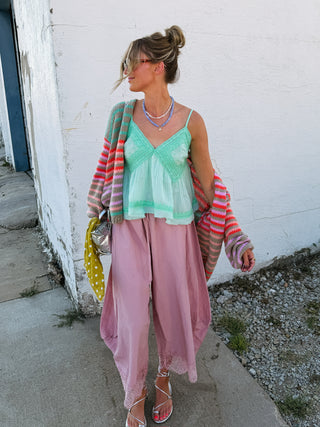rosalia lace tank top - mint