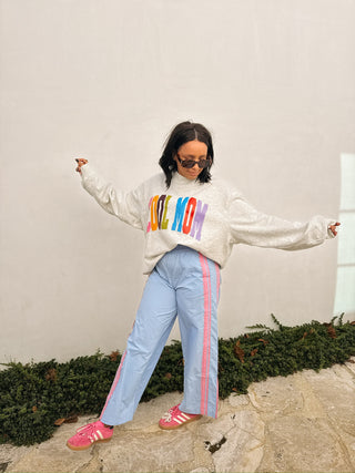 lined with lace pants - blue / pink