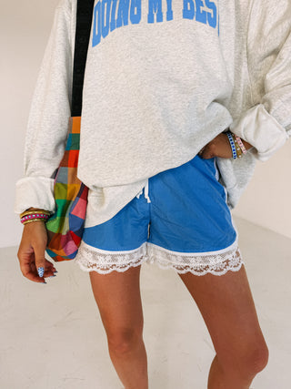 ETTA OG | keep up the pace lace shorts - blue