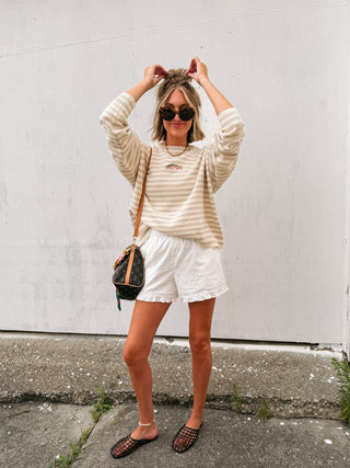 fishy stripe sweater - tan