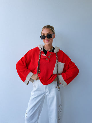 POL | hot coral hoodie