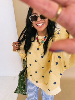 turn up the sunshine polka dot top