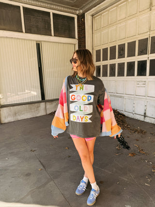 trendy graphic tshirt
good old days tee
teacher graphic tee
trendy colorful graphic tee
feel good graphic tee
colorful graphic tee