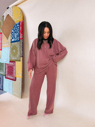 feeling fuzzy oversized top - pink / brown