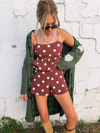 picture day polka dot shorts - brown