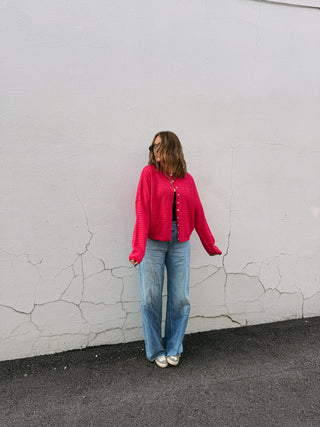 piper striped cardigan - red / pink