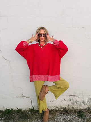 oversized cranberry slouchy sweater
