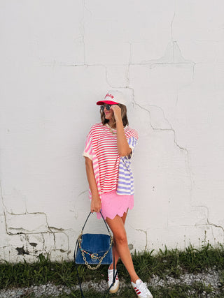 oversized opal stripe top