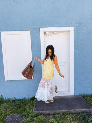 teenage dream lace tank top - yellow