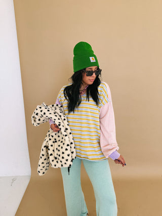 the power of stripes top - mustard