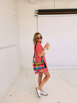 on the dock stripe mini dress - red