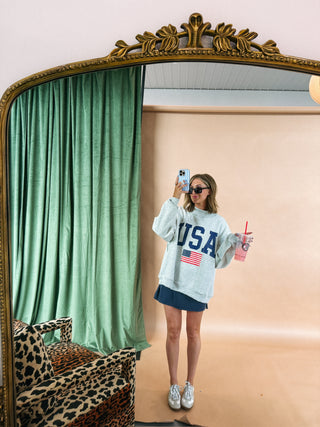 reversible USA / america mock neck - ash