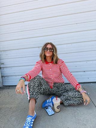 piper striped cardigan - red