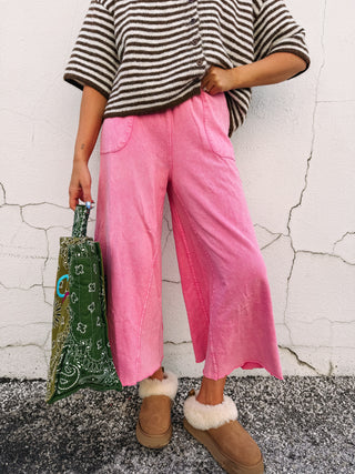 worth the wait wide leg pants - pink