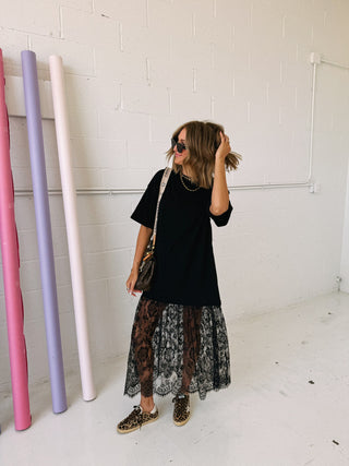 blackbird lace tshirt dress