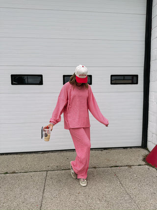 feeling fuzzy lounge pants - pink