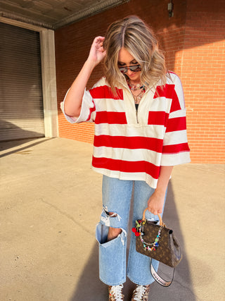 breezy stripe pullover top