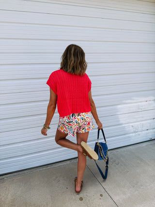 alina sweater top - coral