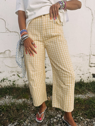 good graces gingham pants - yellow