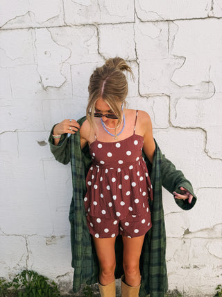 picture day polka dot shorts - brown
