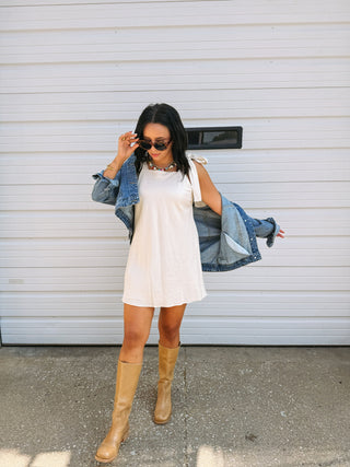 tongue tied mini dress