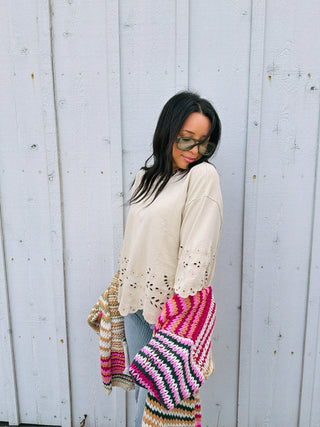 iris eyelet top - natural