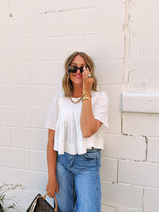 playful pintuck top - ivory