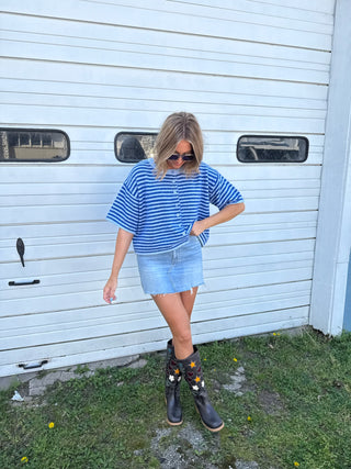 blue crush button sweater