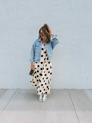polka dot party dress - cream