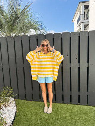 PEACH LOVE | oversized citrus stripe sweatshirt