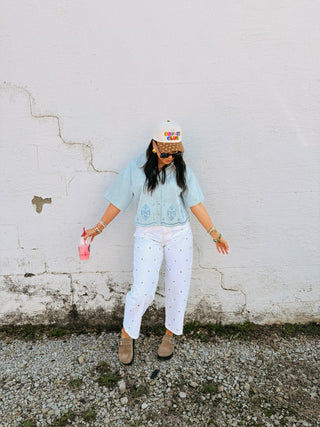 catch my drift denim top