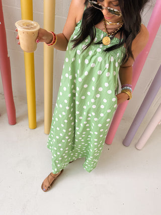 polka dot party dress - green