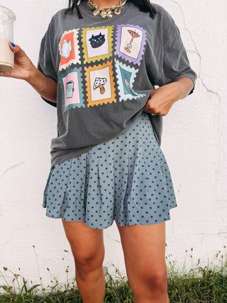 polka dot pleated skirt