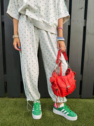PEACH LOVE | lost in comfort polka dot pants - green