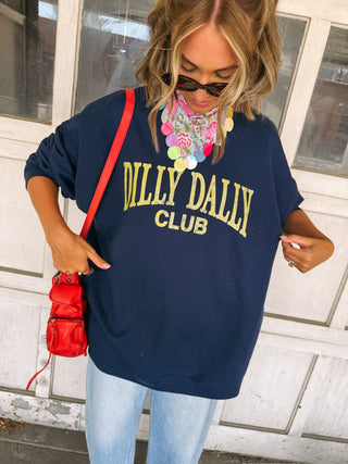 ETTA OG | dilly dally club sweatshirt - navy / lime