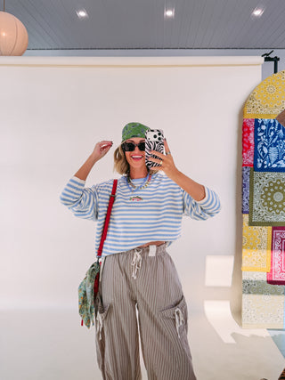 fishy stripe sweater - blue