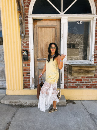 teenage dream lace tank top - yellow