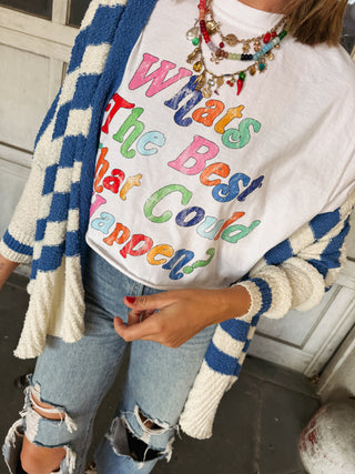 keepin it cozy striped cardigan - blue