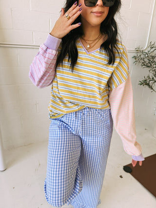 the power of stripes top - mustard