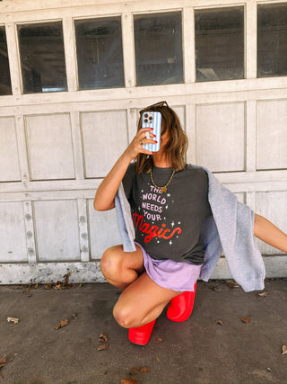 ETTA OG | the world needs your magic graphic tee - charcoal