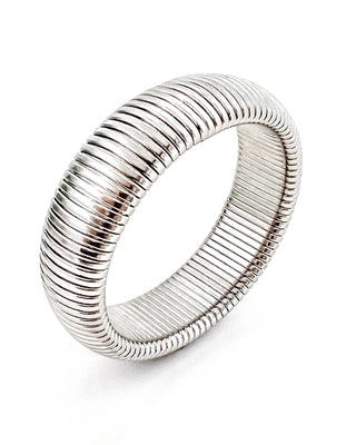 beljoy | baia thick coil bangle bracelet - silver