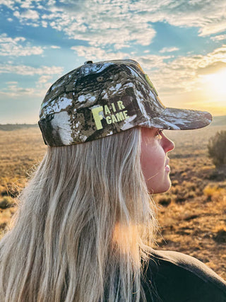 bows + camo trucker hat