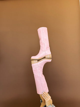 steve madden | pop of pink leather boots