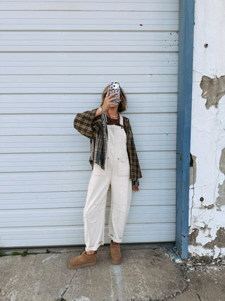 zip it up overalls - cream