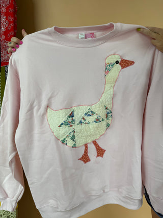 HANDMADE | silly goose sweatshirt - pink #2
