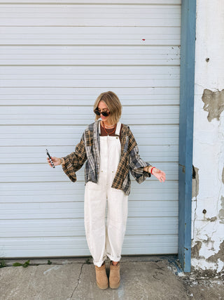 zip it up overalls - cream