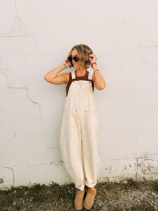 zip it up overalls - cream