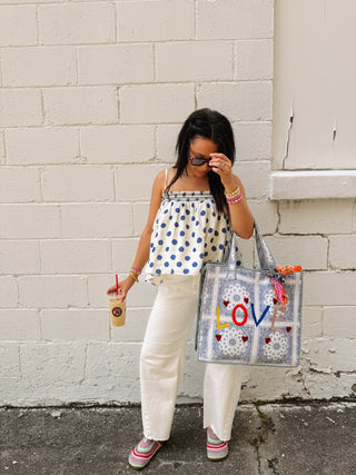 all you need is love tote bag - blue