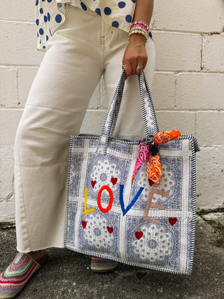 all you need is love tote bag - blue