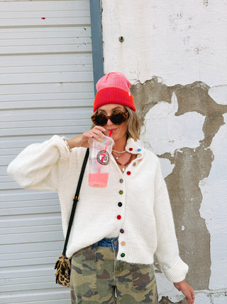 cute as a button cardigan - cream